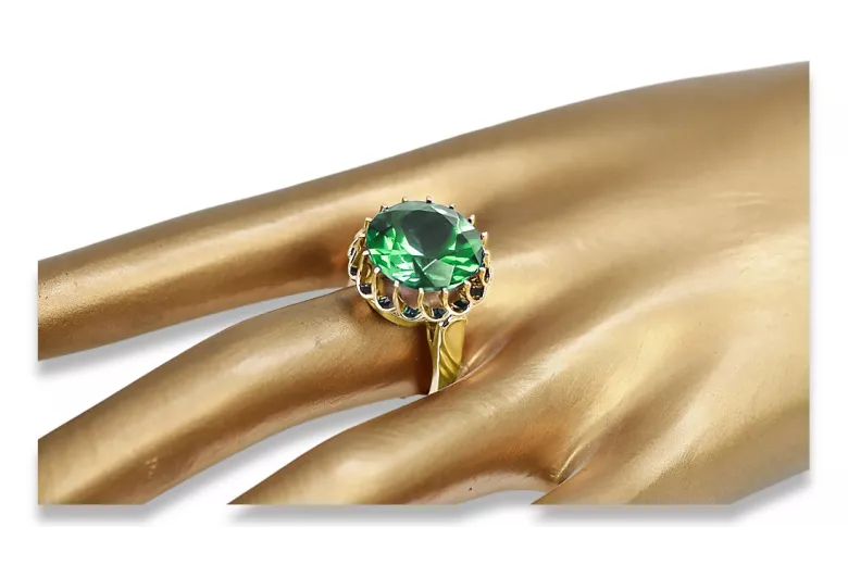 Emerald Or jaune 8 carats Anneau Vintage vrc035x-em Art Deco Bijoux de l’URSS, style russe